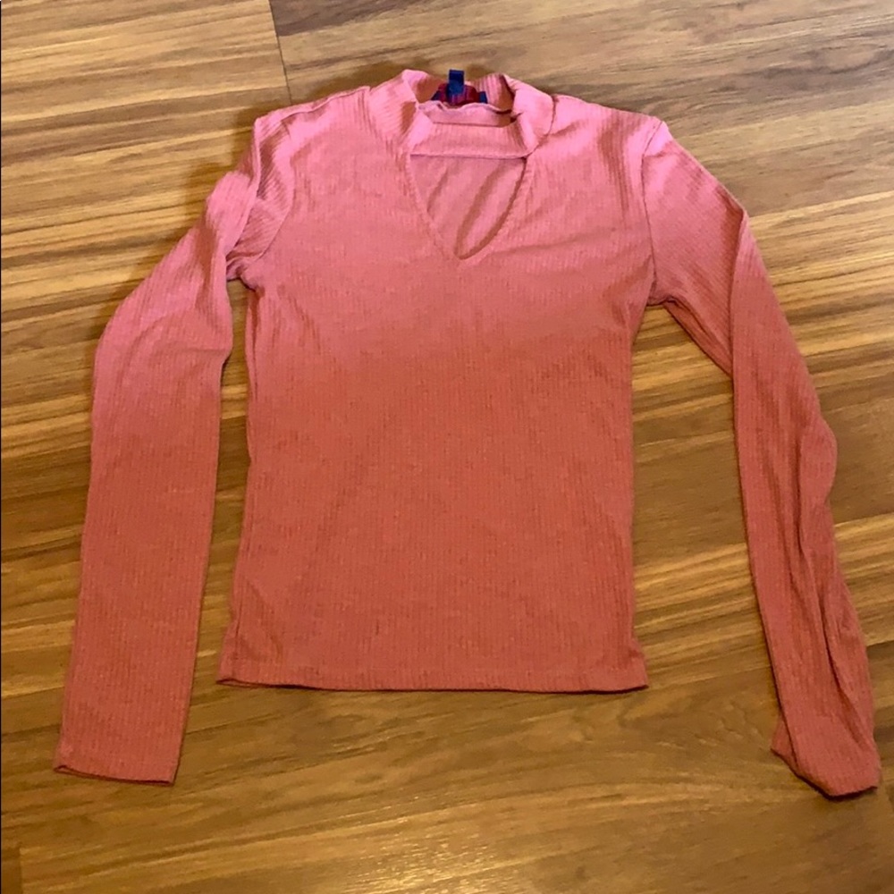 pink turtleneck